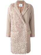 Dondup Contrast Texture Coat, Women's, Size: 42, Nude/neutrals, Silk/polyamide/acetate/wool