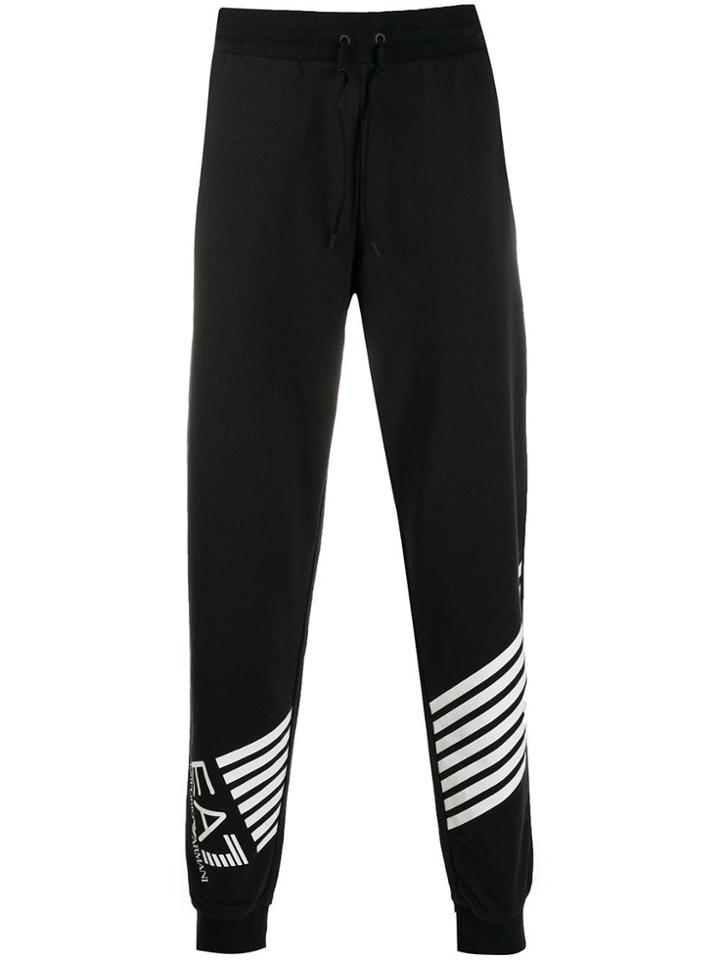 Ea7 Emporio Armani Tapered Logo Track Trousers - Black