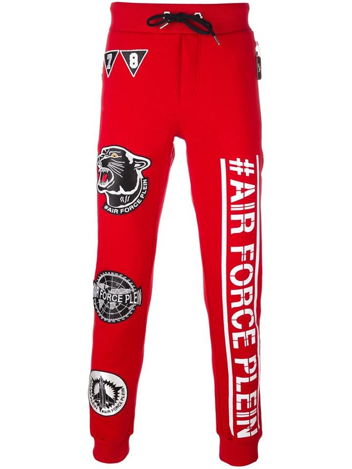 Philipp Plein 'cat Eyes' Track Pants, Men's, Size: Medium, Red, Cotton