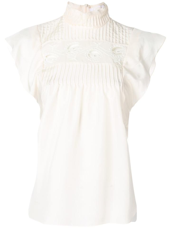 Chloé Broderie Anglaise Sleeveless Blouse - White