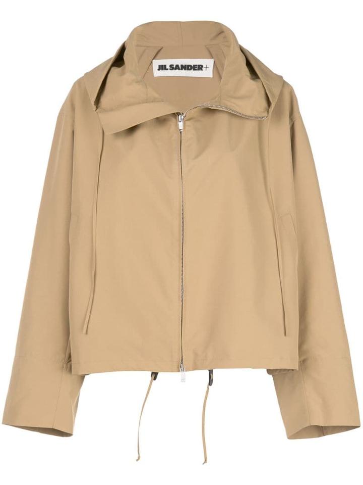 Jil Sander Drawstring Hooded Cape - Brown