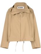 Jil Sander Drawstring Hooded Cape - Brown