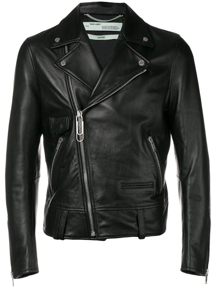 Off-white Business Casual Biker Jacket - Black