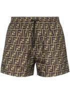 Fendi Ff Printed Swim Shorts - Multicoloured