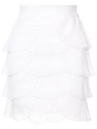 Balmain Pleated Scalloped Skirt - White
