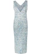 Pleats Please By Issey Miyake Speckle Print V Plunge Dress - Blue