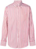 Canali Striped Button Down Shirt - Red