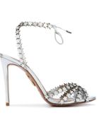 Aquazzura Silver Leather Starlight 105 Sandals - Metallic