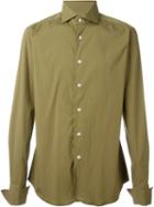 Al Duca D'aosta 1902 Cutaway Collar Shirt, Men's, Size: Large, Green, Cotton/polyamide/spandex/elastane