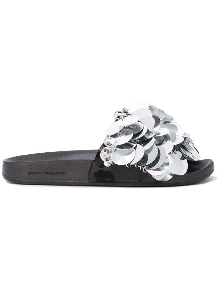 Paco Rabanne Sequin Pool Slides - Metallic