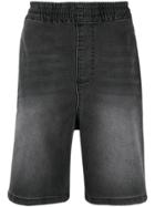 Kappa Logo Tape Denim Shorts - Black