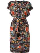 Roberto Cavalli Belted Ruffle Sleeve Dress, Women's, Size: 42, Silk