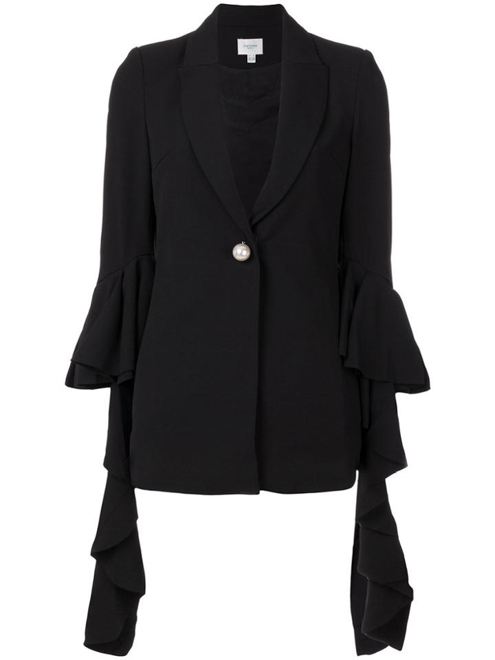 Jovonna Frill Sleeve Blazer - Black