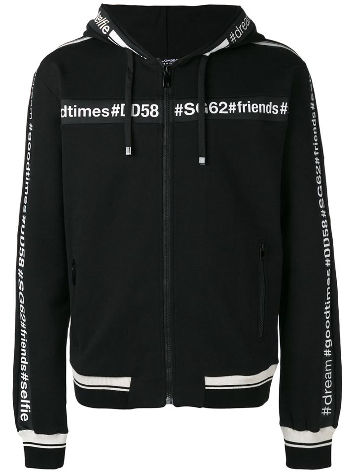 Dolce & Gabbana #goodtimes Zip Hoodie, Men's, Size: 46, Black, Cotton