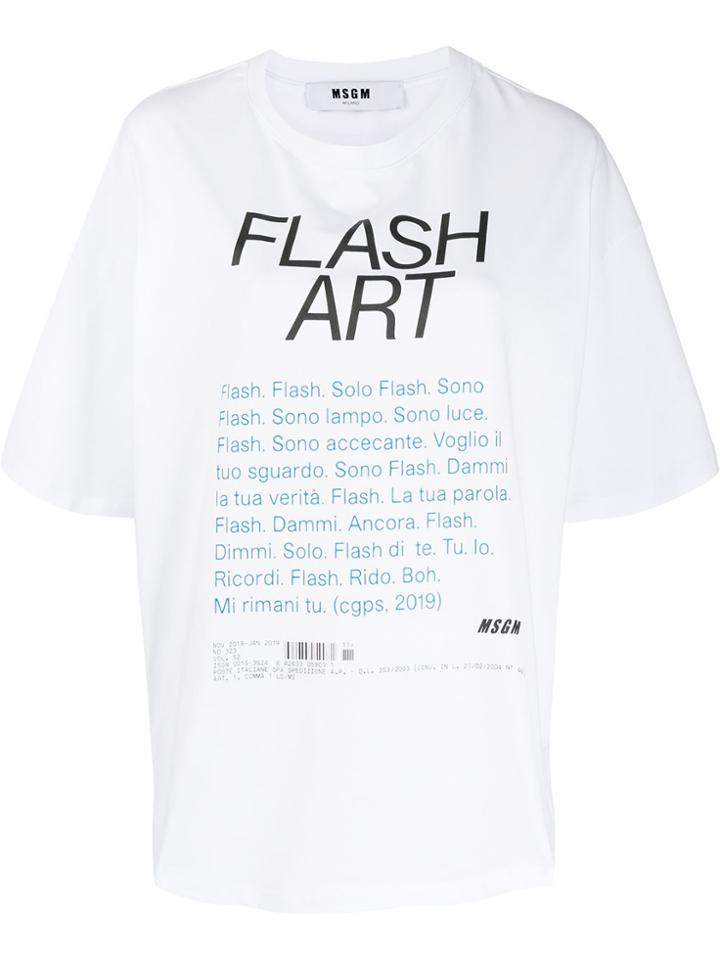Msgm Flash Art Print Oversized T-shirt - White