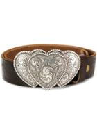 Jessie Western Triple Heart Buckle Embossed Belt - Brown
