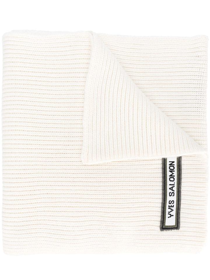 Yves Salomon Army Ribbed Logo Scarf - Nude & Neutrals