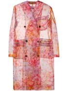 Msgm Double Breasted Floral Coat - Pink
