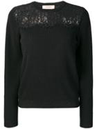 Twin-set Lace Panel Sweater - Black
