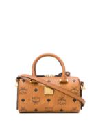 Mcm Logo Print Mini Bag - Brown