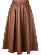 Msgm Draped Full Skirt - Brown