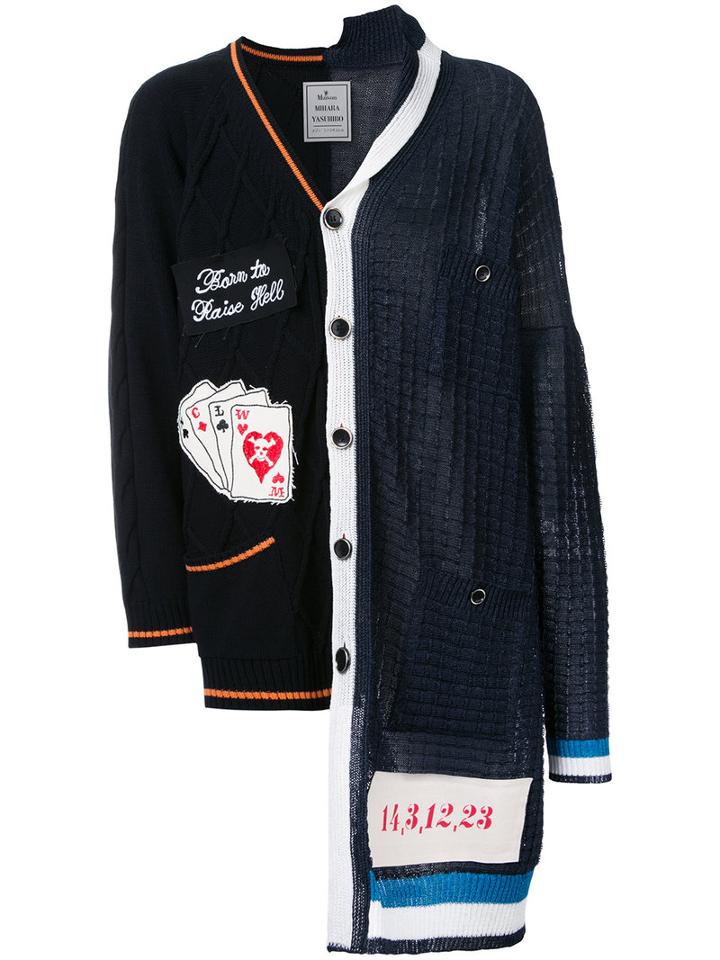 Maison Mihara Yasuhiro Combined Knit Cardigan, Men's, Size: 46, Blue, Cotton/acrylic