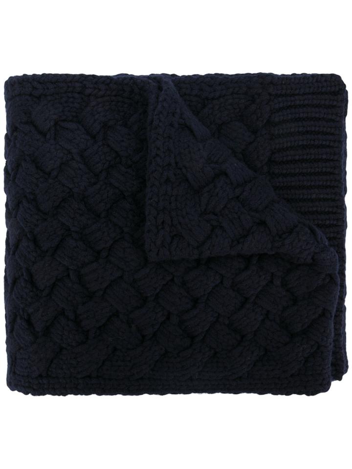 Salvatore Ferragamo Weave Knit Scarf - Blue