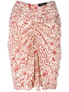 Isabel Marant - Geometric And Floral Print Ruched Skirt - Women - Silk/spandex/elastane - 36, White, Silk/spandex/elastane