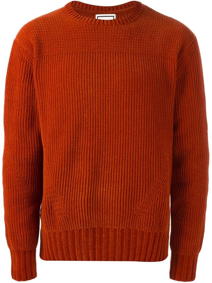 Wooyoungmi Crew Neck Jumper, Men's, Size: 48, Yellow/orange, Polyester