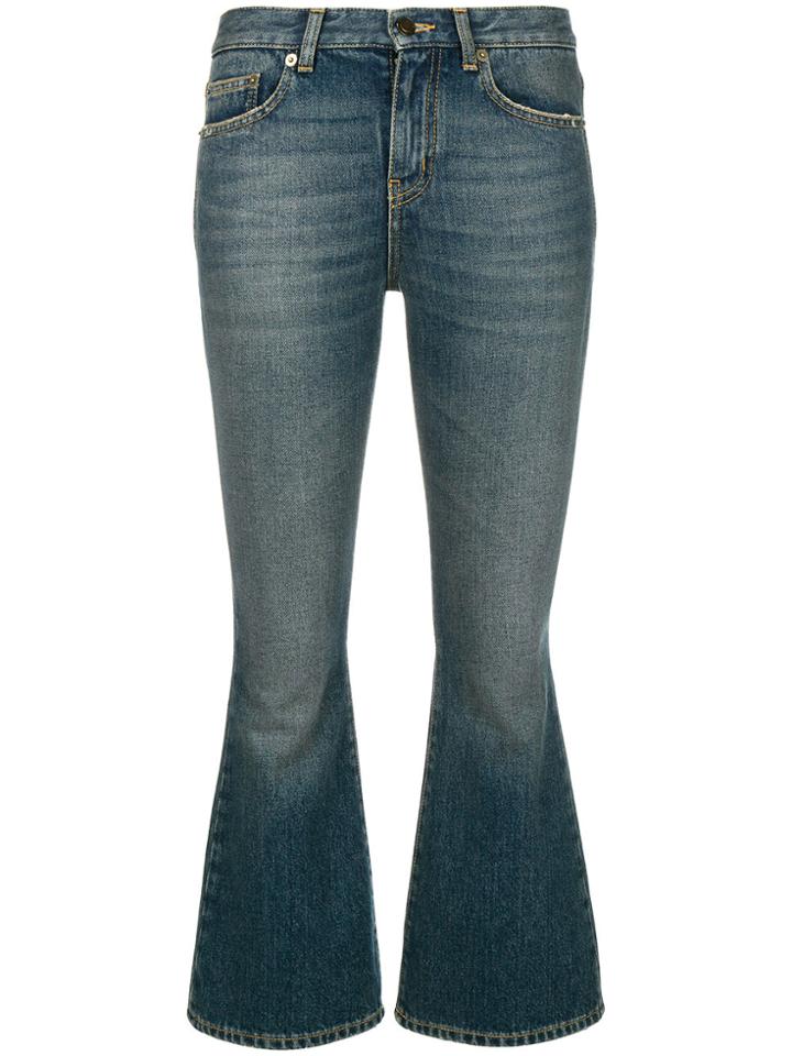 Saint Laurent Cropped Bootcut Jeans - Blue