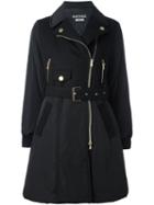 Boutique Moschino Zip Up Trench Coat, Women's, Size: 42, Black, Acrylic/polyester/wool
