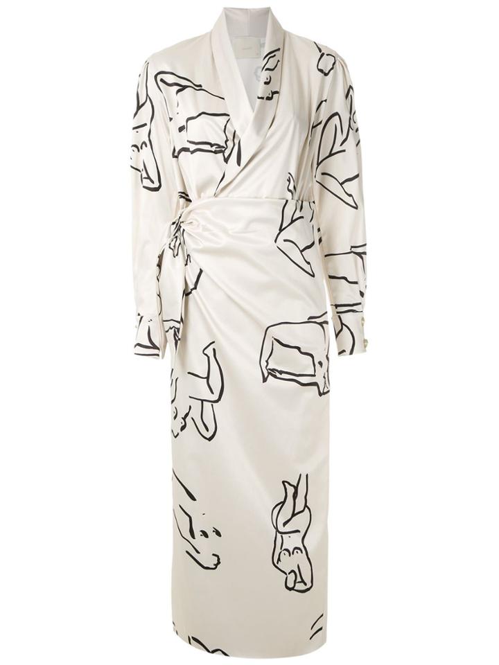 Framed Printed Wrap Gown - Neutrals