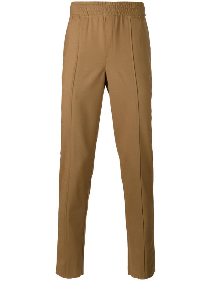 Neil Barrett - Elasticated Tapered Trousers - Men - Cotton/spandex/elastane/virgin Wool - 52, Brown, Cotton/spandex/elastane/virgin Wool