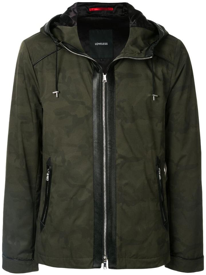 Loveless Camouflage Print Hooded Jacket - Green