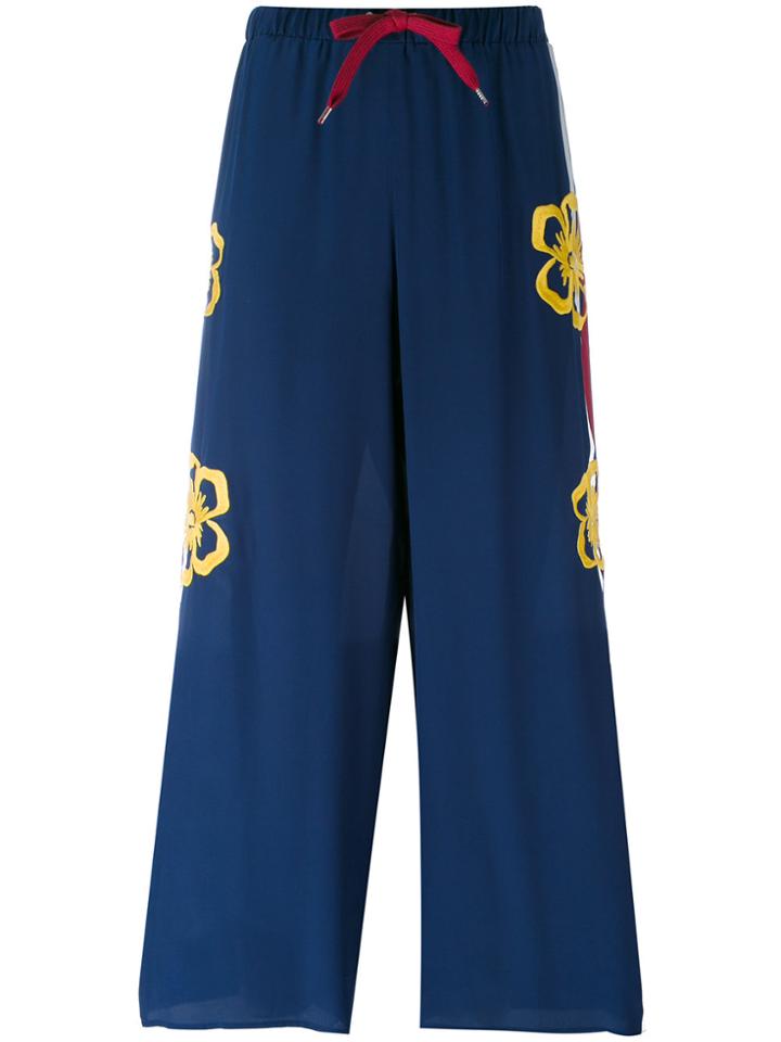 Red Valentino Floral Drawstring Trousers - Blue