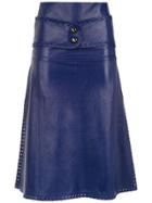 Andrea Bogosian Leather Midi Skirt - Blue