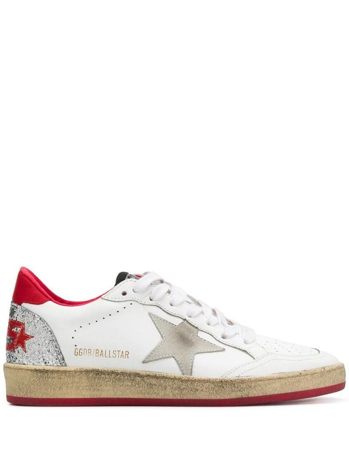 Golden Goose Ballstar Distressed Sneakers - White
