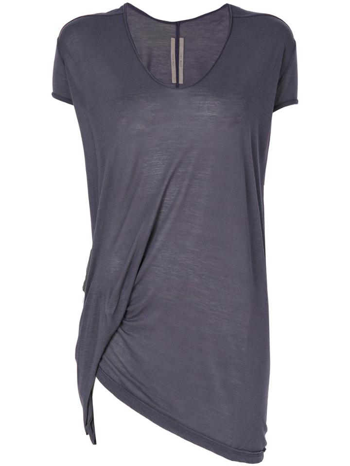 Rick Owens Asymmetric V-neck T-shirt - Grey