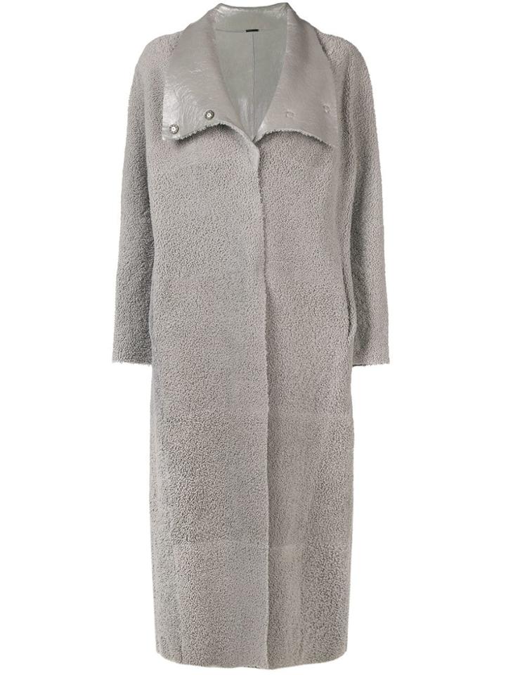 Fabiana Filippi Long Single Breasted Coat - Grey