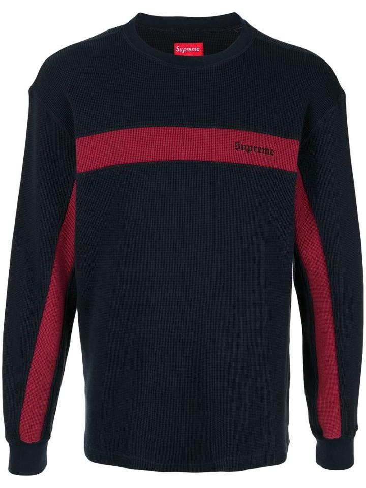 Supreme Panel Stripe Waffle Thermal - Blue