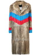 Msgm Striped Oversized Coat - Blue