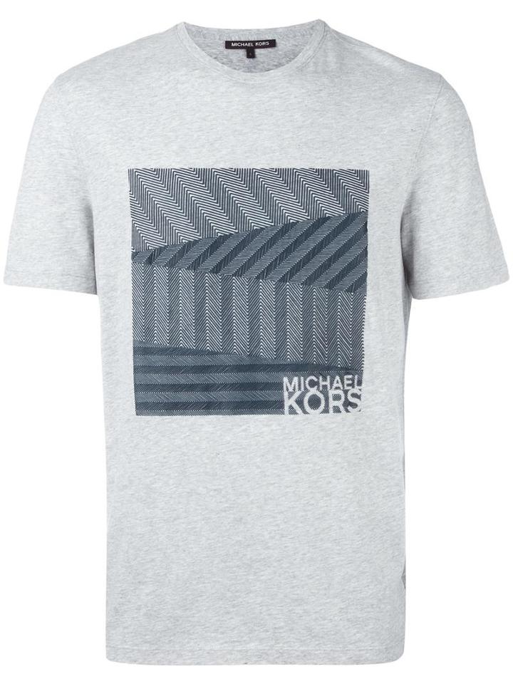 Michael Kors Embossed Print T-shirt, Men's, Size: Medium, Grey, Cotton