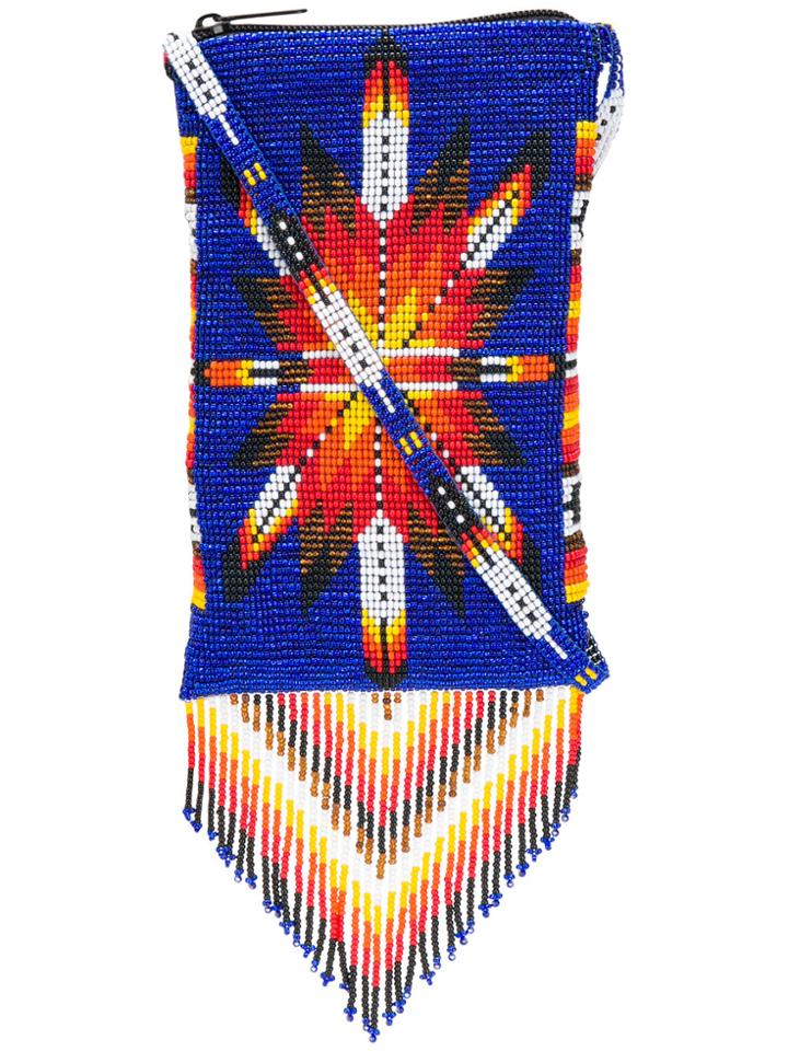 Jessie Western Beaded Fringes Crossbody Bag - Blue