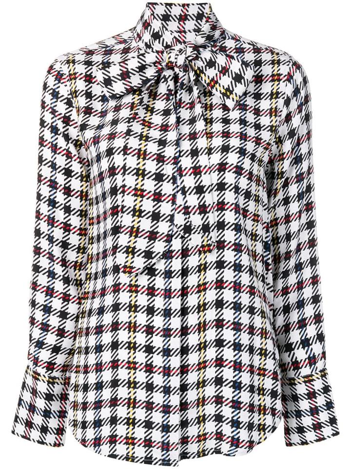 Equipment Check Patterned Bow Detail Shirt - White