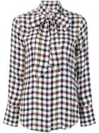 Equipment Check Patterned Bow Detail Shirt - White