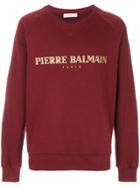 Pierre Balmain Logo Print Sweatshirt - Red