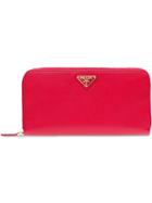 Prada Large Saffiano Leather Wallet - Red