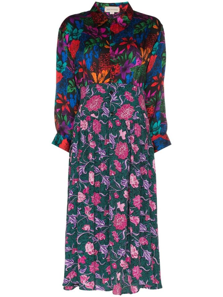 Rentrayage Dragon Lady Floral Print Shirt Dress - Pink