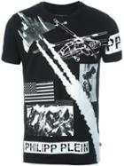 Philipp Plein Air Force Print T-shirt, Men's, Size: Large, Black, Cotton
