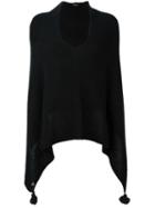Twin-set Tassel Detail Knitted Poncho, Women's, Black, Polyamide/wool